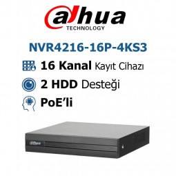 Dahua NVR4216-16P-4KS3 16 Kanal PoE'li Nvr Kayıt Cihazı